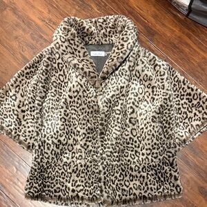 Calvin Klein Animal Print Faux Fur Cape